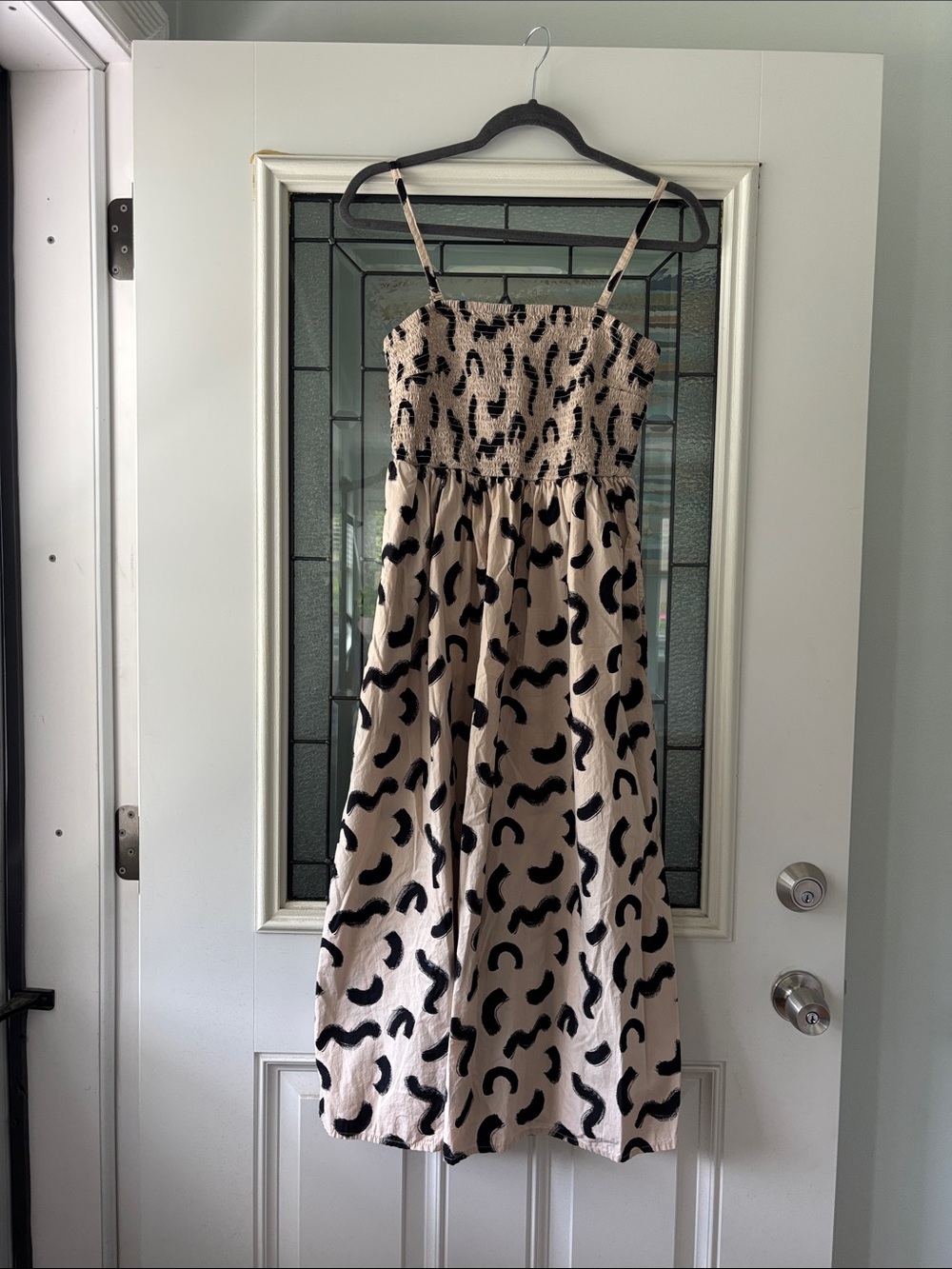 a new day Beige Maxi Dress with Black Abstract Print
